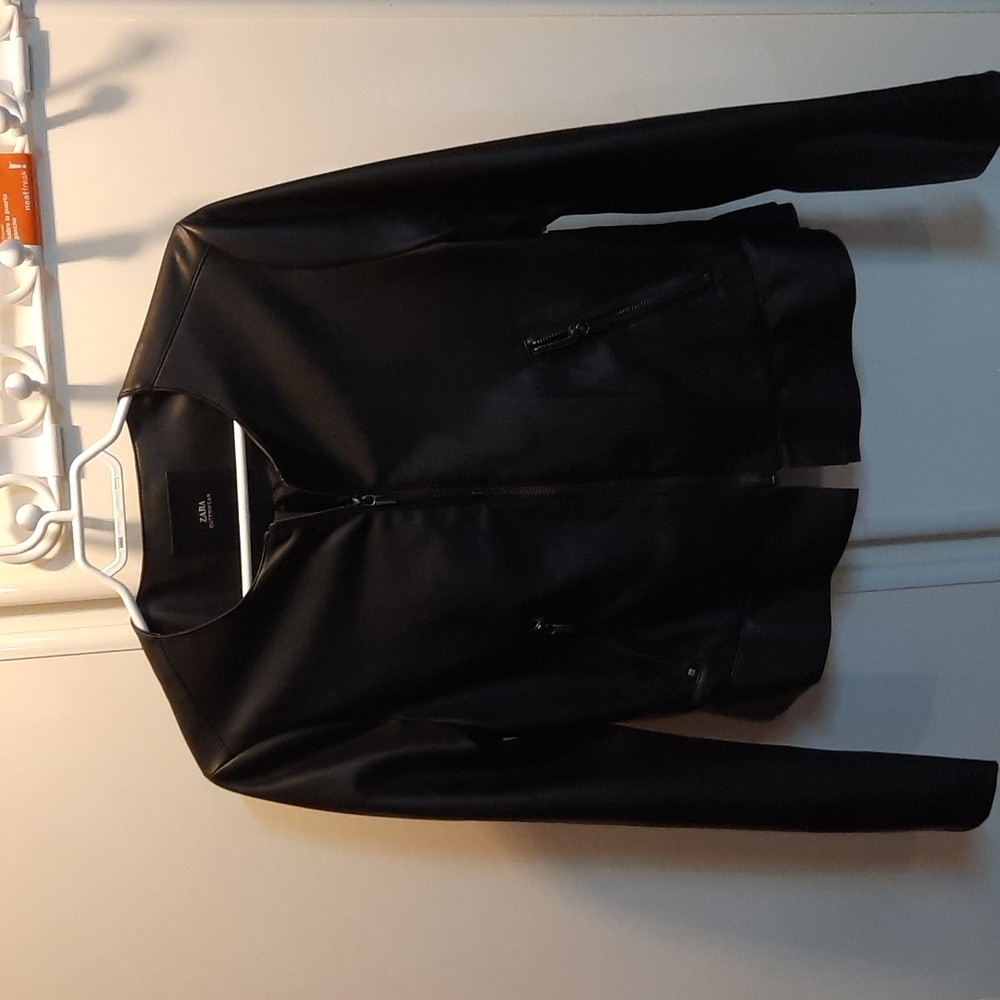 Zara faux leather black jacket